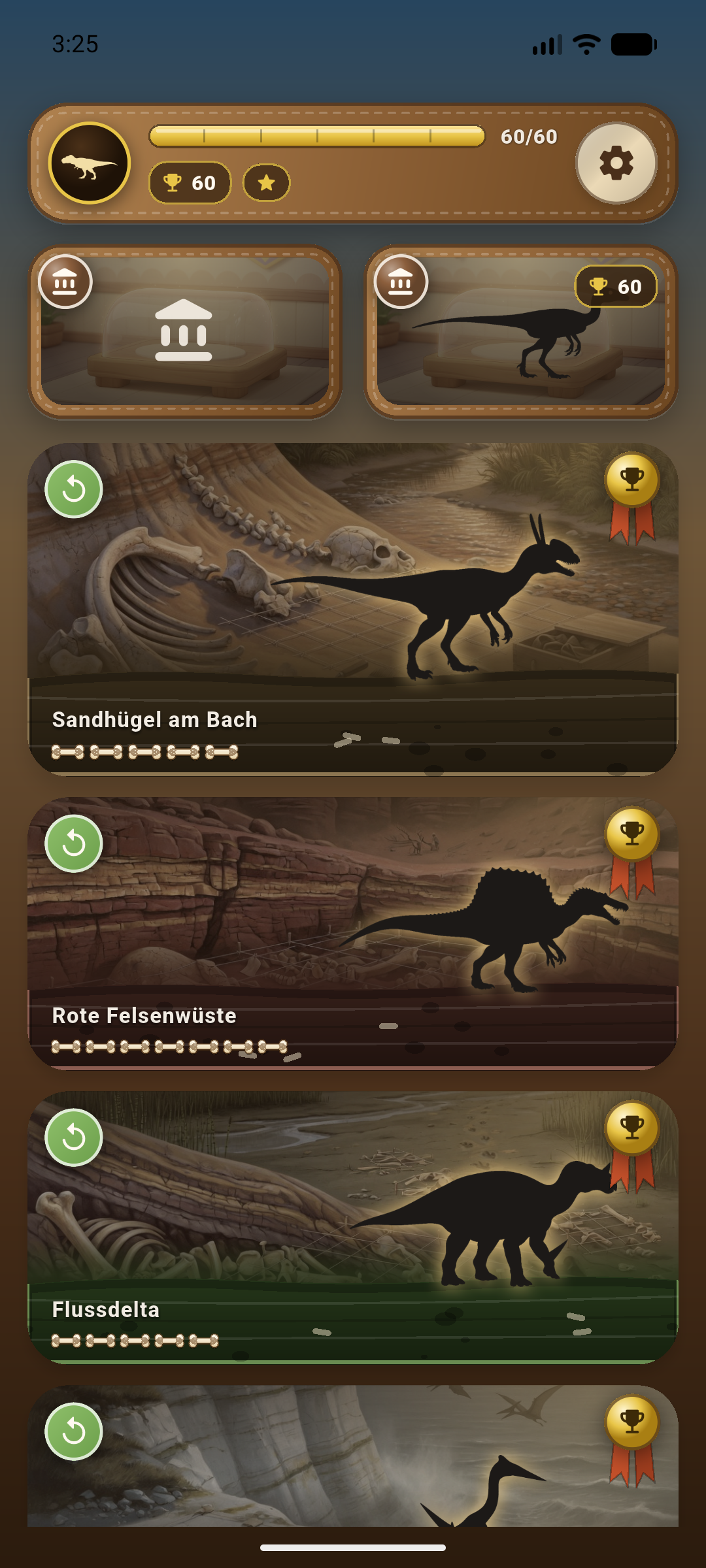 Expeditionsauswahl in Mein Dino-Museum