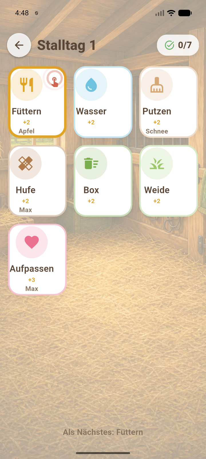 Stalltag im Kinderspiel Mein Gestüt