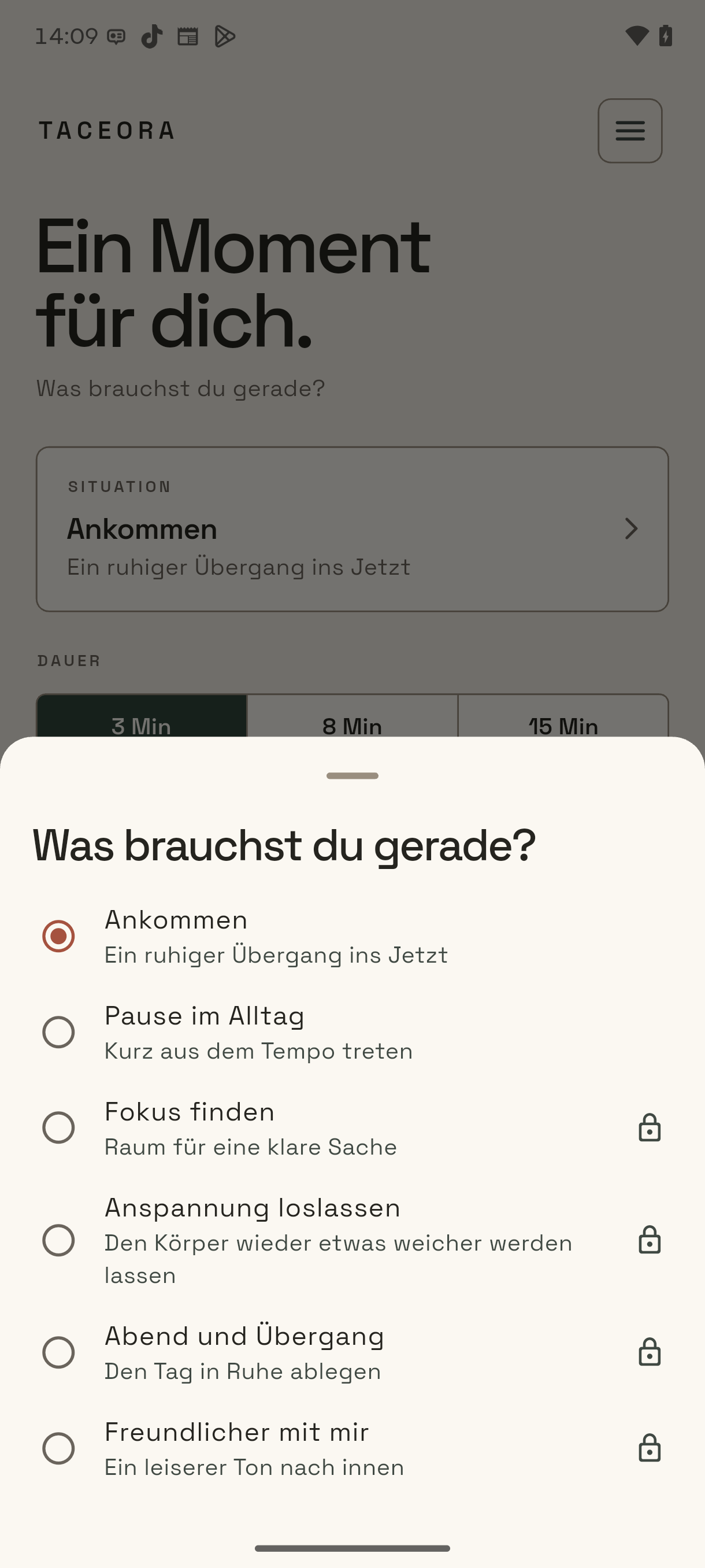 Situationsauswahl in Taceora