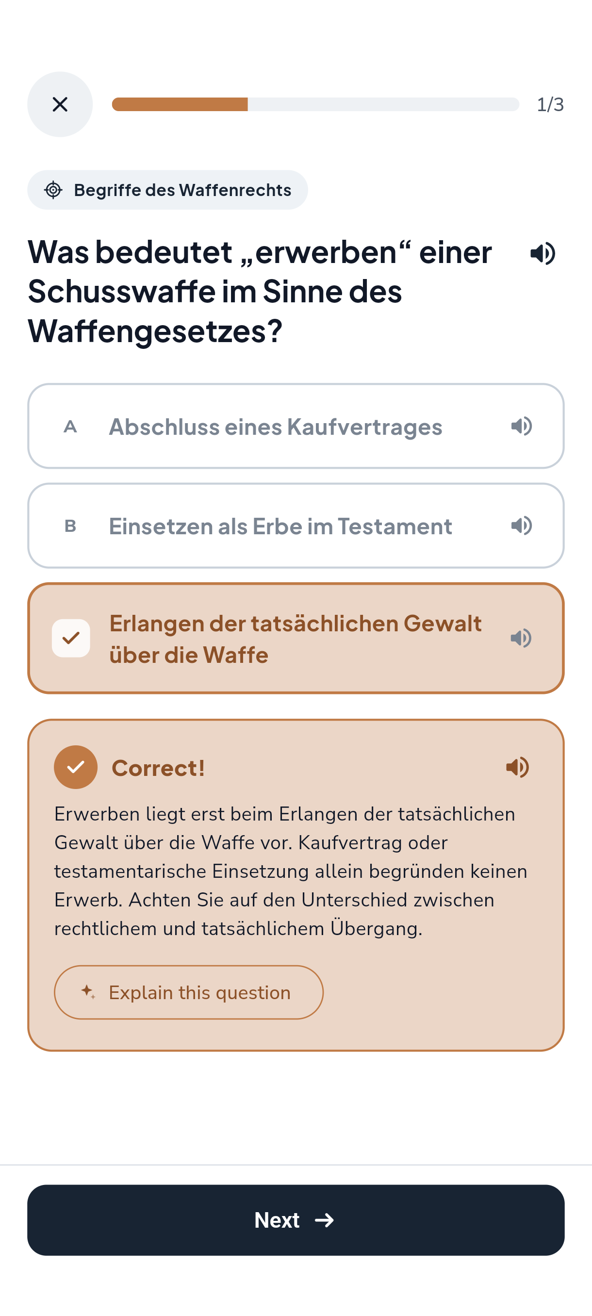 Understand a German question and its explanation